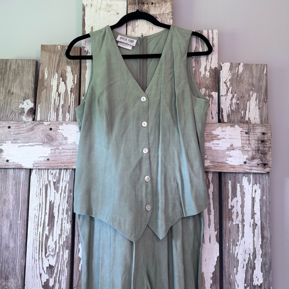 BYER TOO Vintage One Piece Suit Size 7 Green - Picture 3 of 7